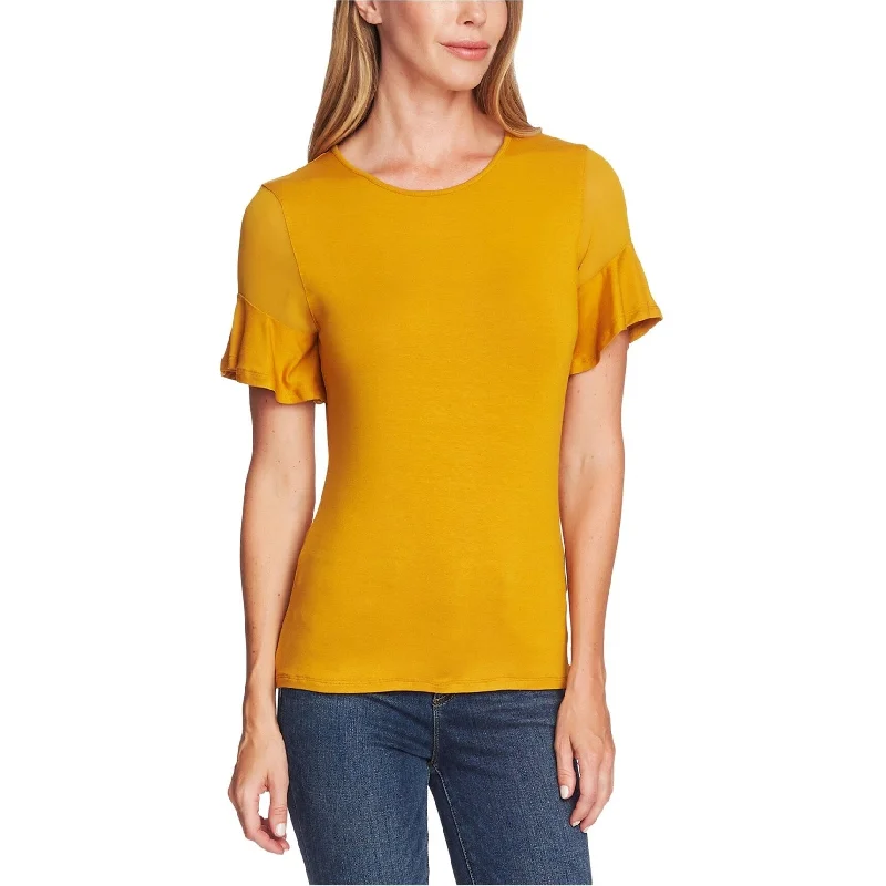 Vince Camuto Womens Solid Pullover Blouse, Yellow, Small