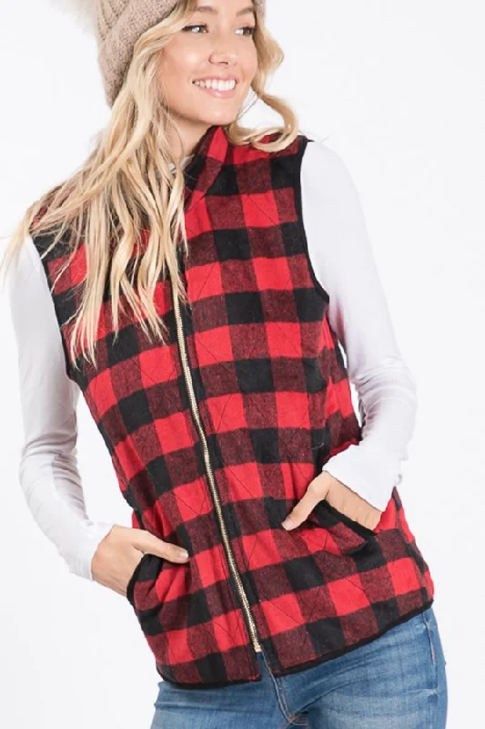 The Kassidy - Women's Black & Red Fleece Vest