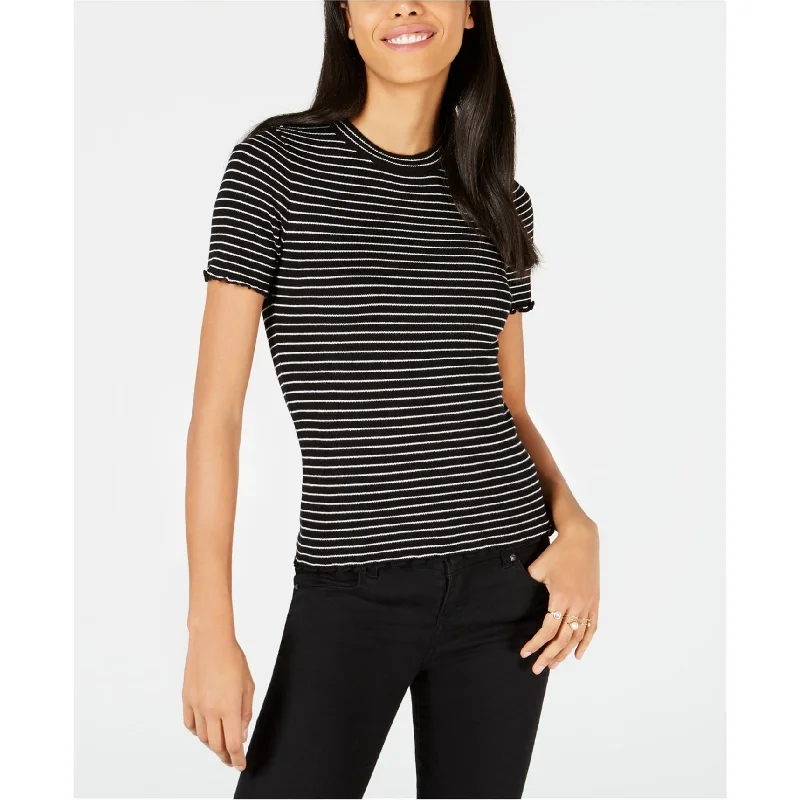 maison Jules Womens Striped Pullover Blouse, Black, Small