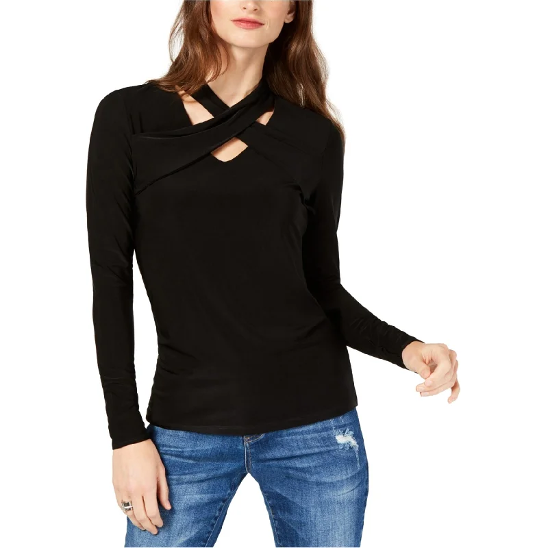 I-N-C Womens Glam Pullover Blouse, Black, X-Small