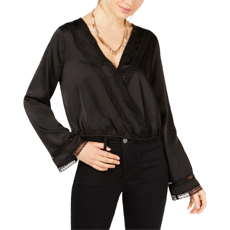 Gypsies & Moondust Womens Satin Pullover Blouse, Black, Medium