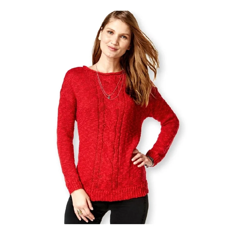 American Living Womens Marled Metallic Pullover Sweater, Red, XX-Large