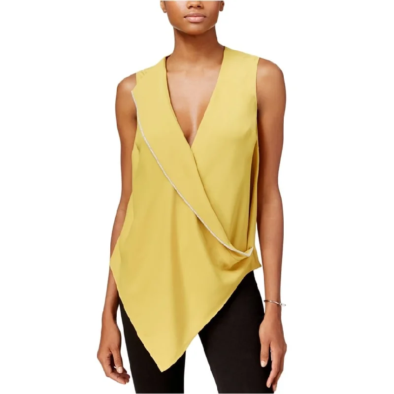 Rachel Roy Womens Envelope Top Pullover Blouse, Yellow, Small