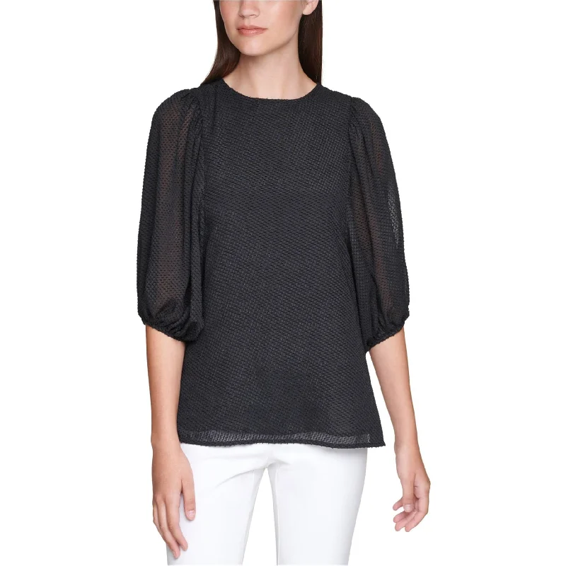 Calvin Klein Womens Textured Pullover Blouse