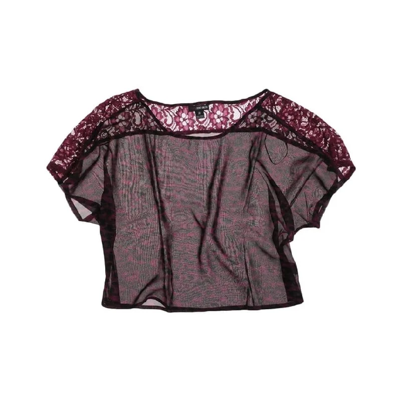 Ecko Unltd. Womens Printed Lace Crop Pullover Blouse