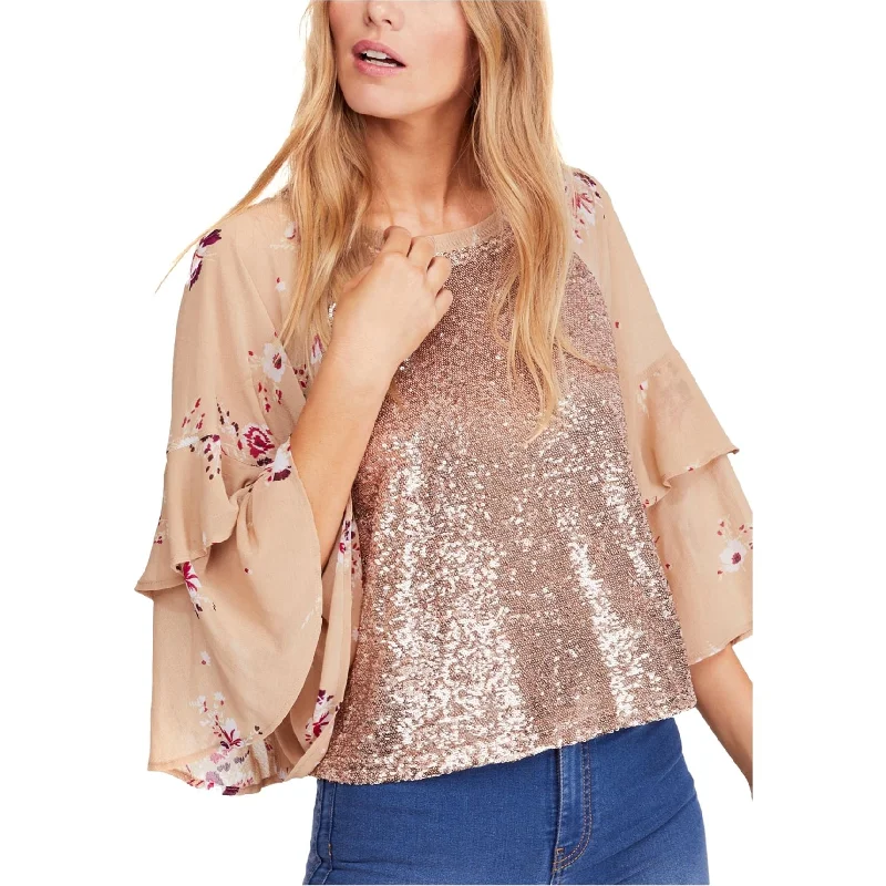 Free People Womens Shimmy & Shake Pullover Blouse, Pink, X-Small