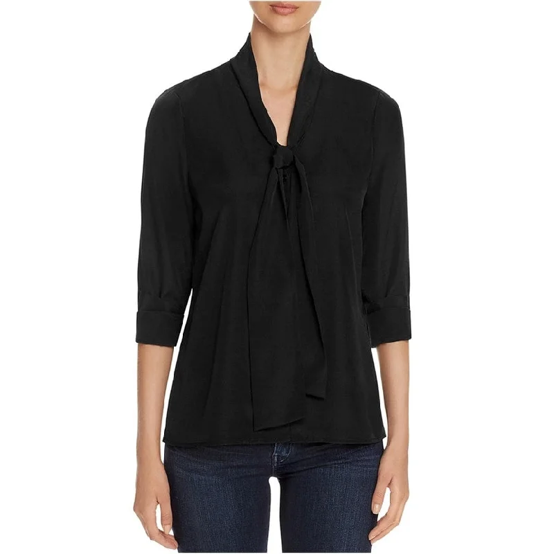 Finity Womens Silky Pullover Blouse, Black, 12