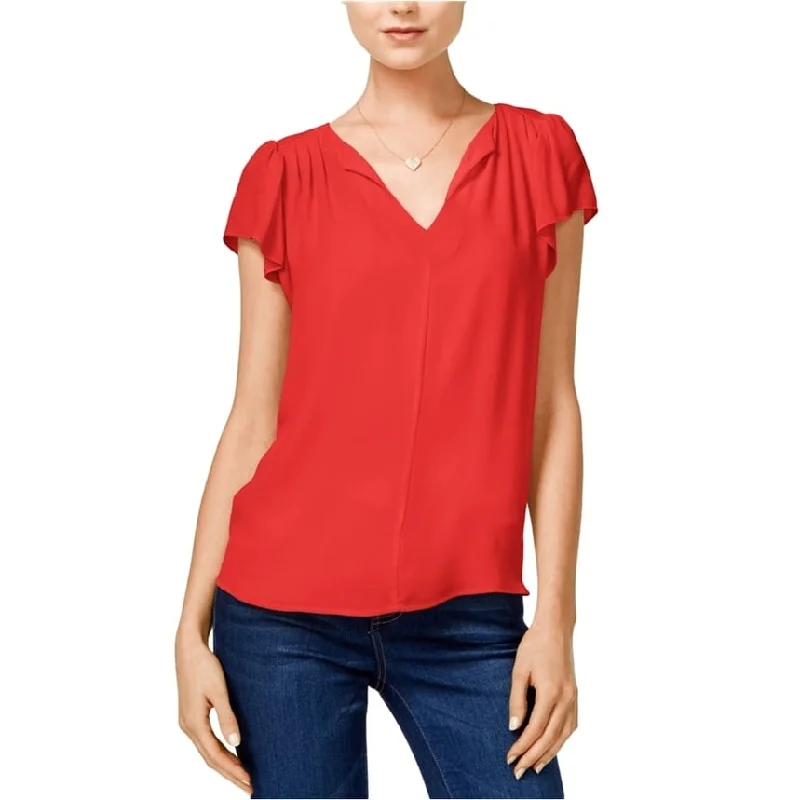 Maison Jules Womens Flutter-Sleeve Pullover Blouse