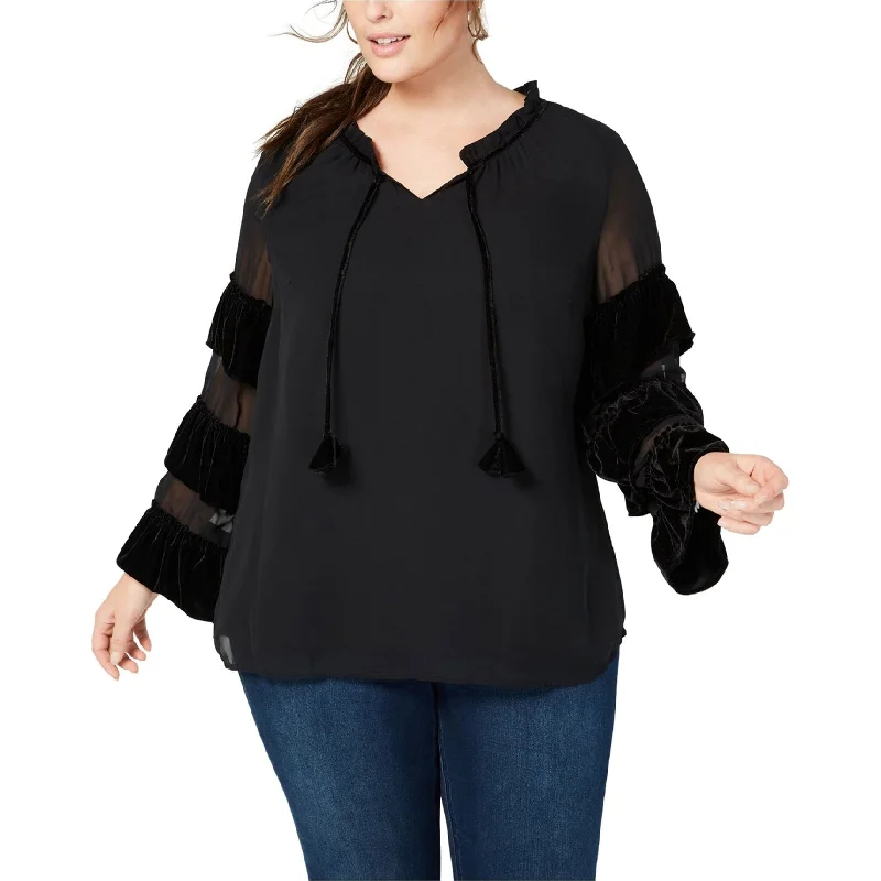 Style & Co. Womens Velvet Illusion Pullover Blouse