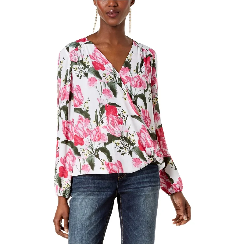 I-N-C Womens Floral Split Sleeve Pullover Blouse, Multicoloured, Small