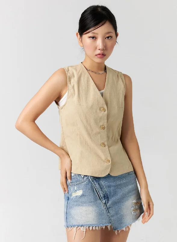 Simple Button Vest CG301