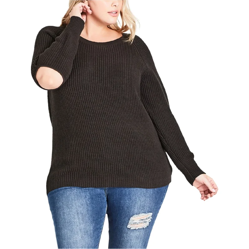 City Chic Womens Elbow Cutout Pullover Sweater