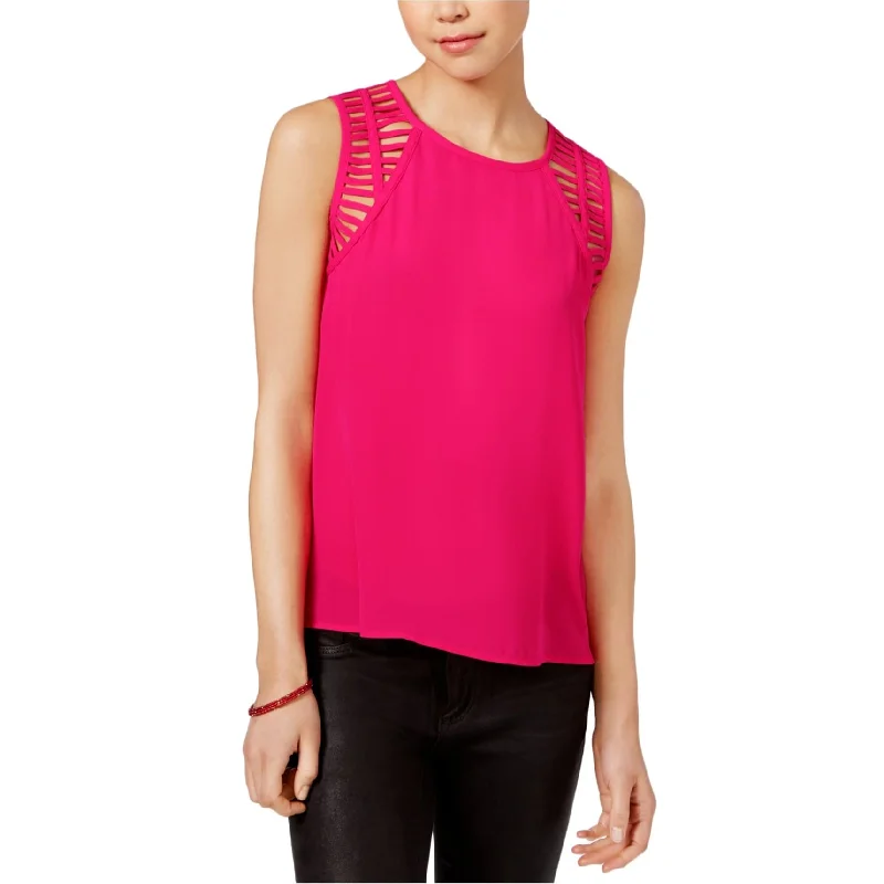 Lily Black Womens Cutout Pullover Blouse, Pink, Medium