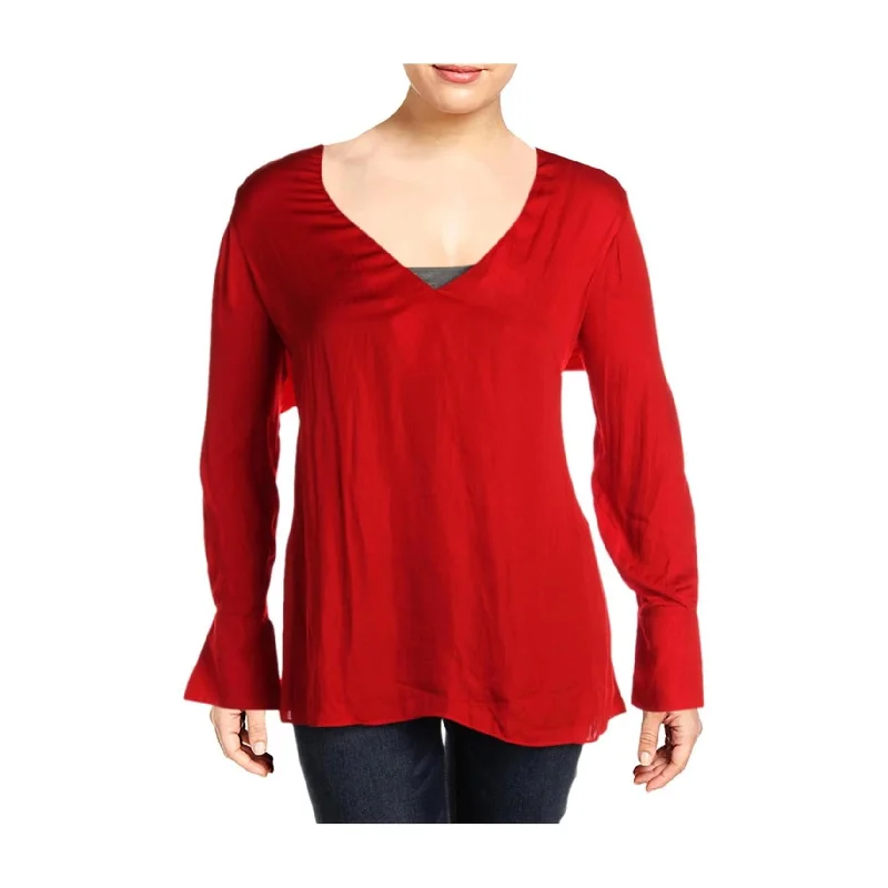 City Chic Womens Cuff Pullover Blouse, Red, XS/14W