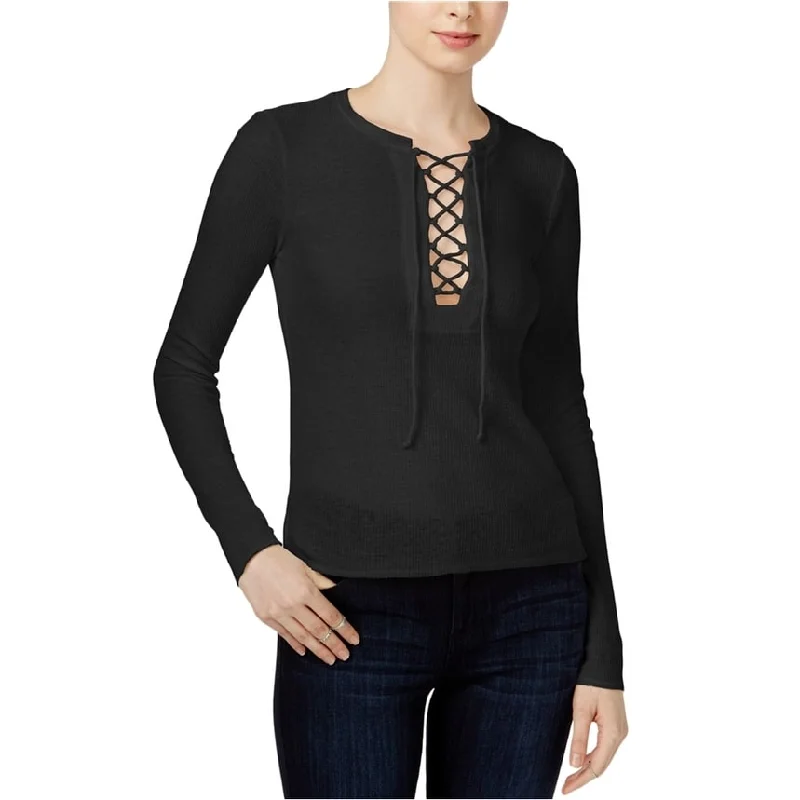 Chelsea Sky Womens Lace-Up Pullover Blouse