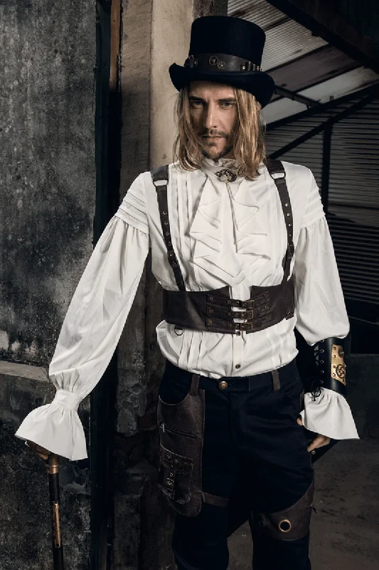 Gear Duke Steampunk Industrial Gothic Gothic Sling Fashion Strap Men'S Slim Short Leather Vest Women