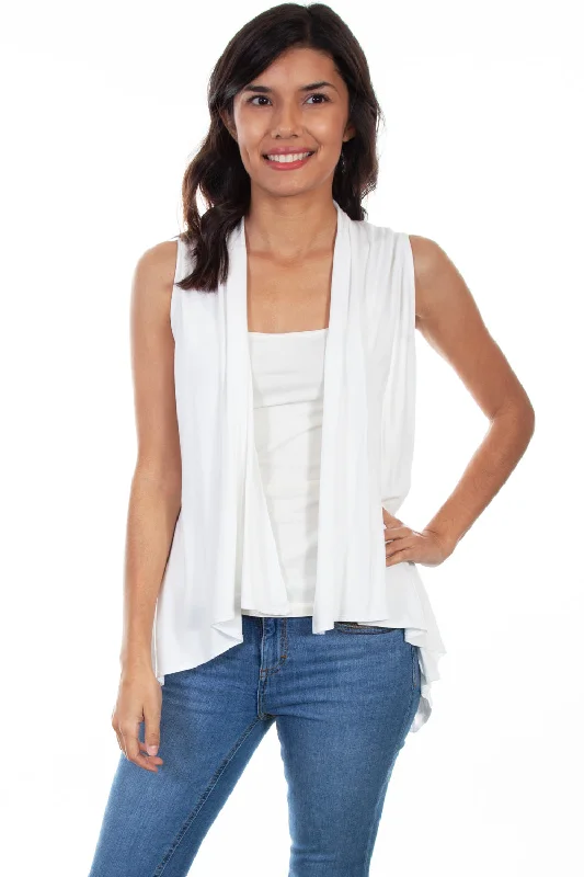 Scully Womens Ivory Rayon Lace Knit Vest L