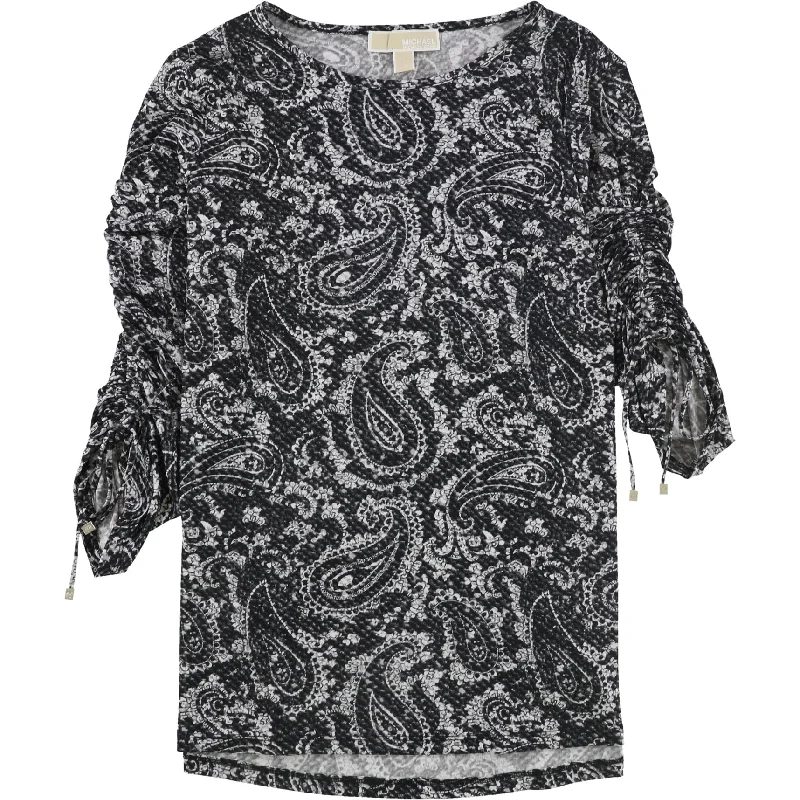 Michael Kors Womens Paisley Pullover Blouse, Black, Small