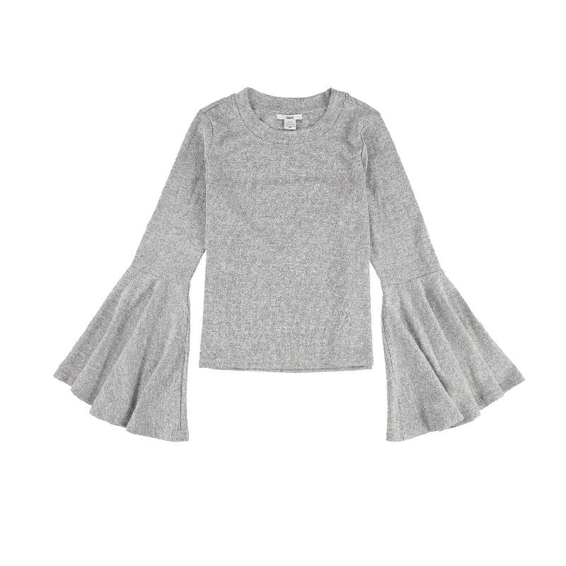 Bar Iii Womens Bell-Sleeve Melange Pullover Blouse