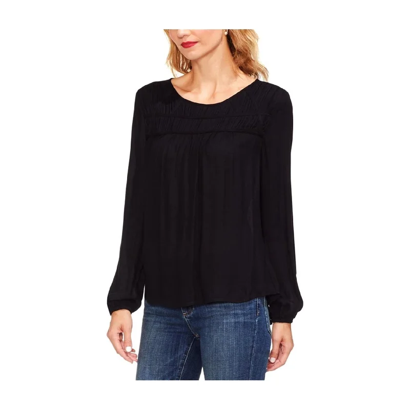 Vince Camuto Womens Smocked Yoke Pullover Blouse