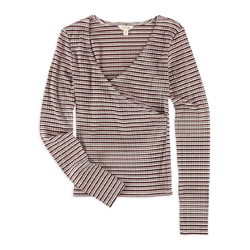 Aeropostale Womens Ribbed Crossover Pullover Blouse