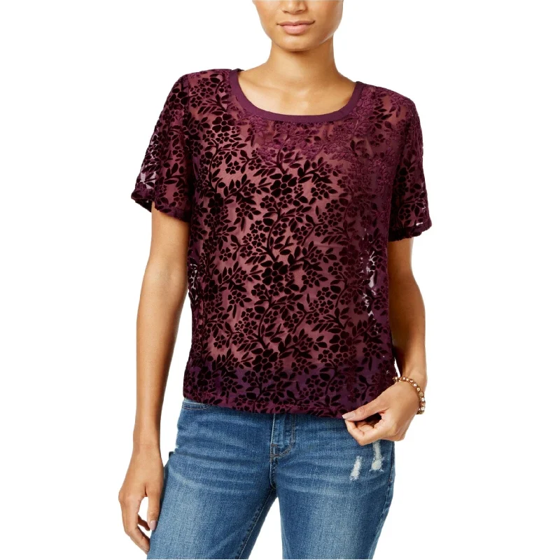 Lucky Brand Womens Velvet Pullover Blouse, Purple, Small