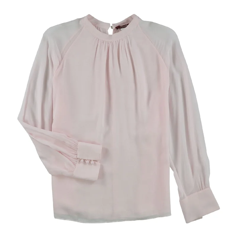 MaxMara Womens Solid Silk Pullover Blouse, Pink, 12