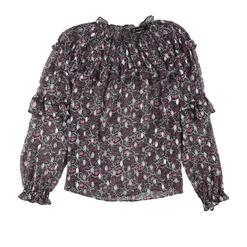 I-N-C Womens Printed Mock-Neck Pullover Blouse