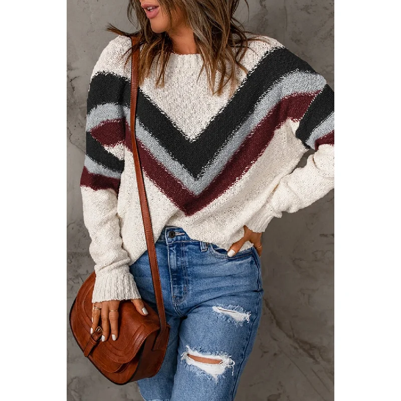 Cecilia Chevron Striped Sweater