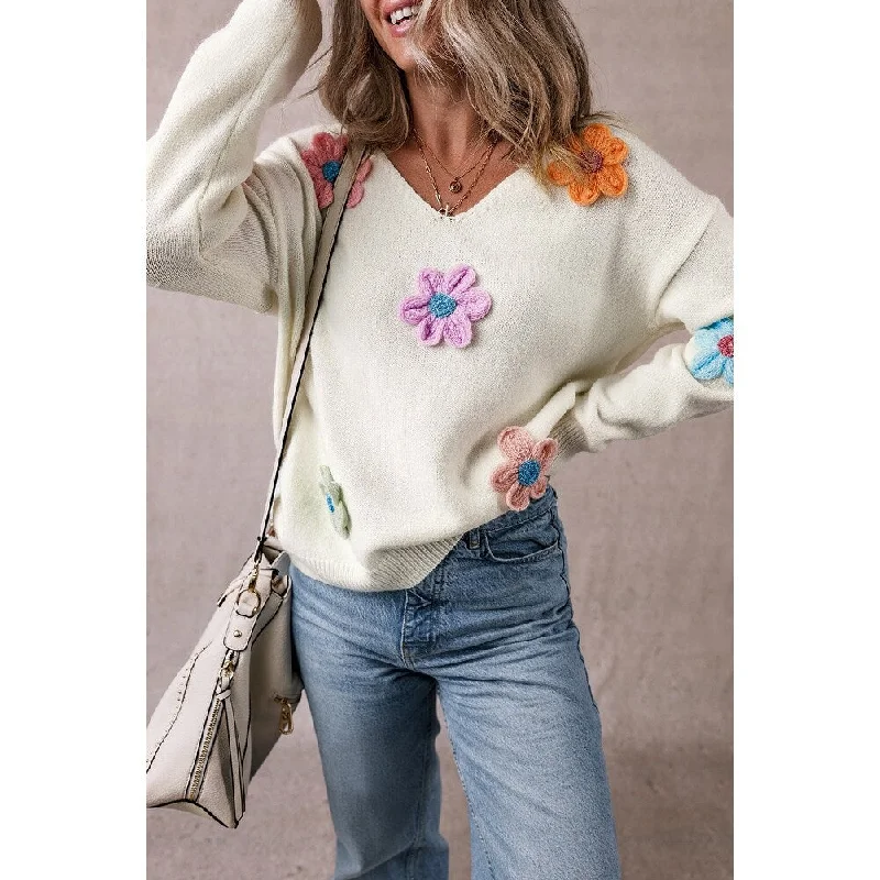 Isabella Crochet Flower Sweater