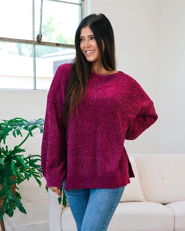 Lost Track Maroon Chenille Sweater FINAL SALE