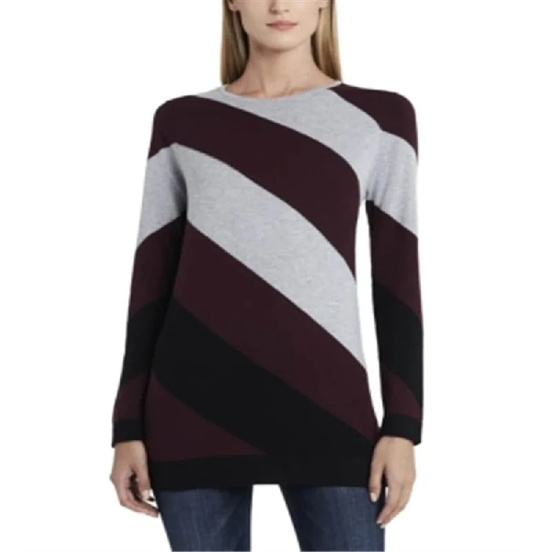 Vince Camuto Women's Color Block Asymmetrical Stripe Sweater Red Size X-Large