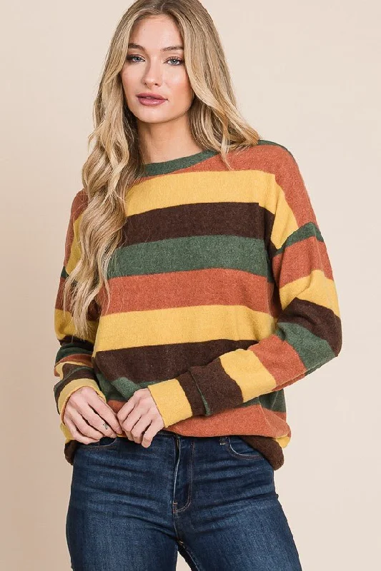 Multi-color Stripes Knit Sweater Top