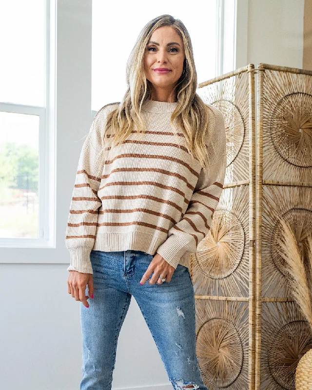 NEW! Sydney Chunky Ribbed Striped Sweater - Oatmeal