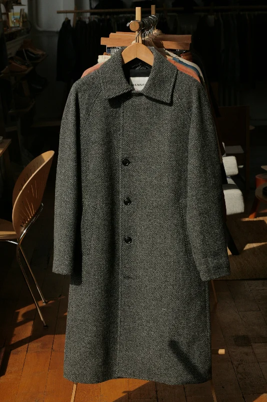 SIGURD Wool Lined Long Coat | Grey Tweed