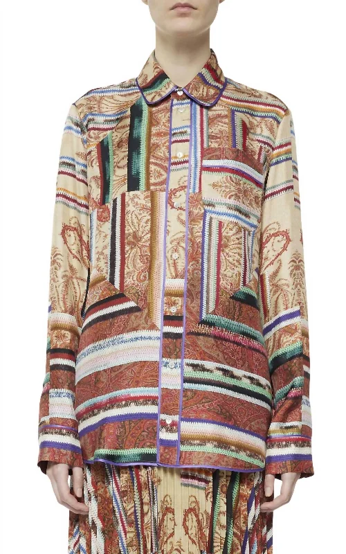 Aloe Long Sleeve Silk Shirt In Paisley Multi