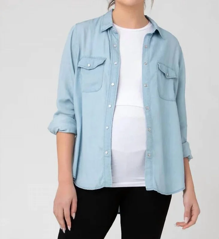 Bec Chambray Shirt In Clean Fade