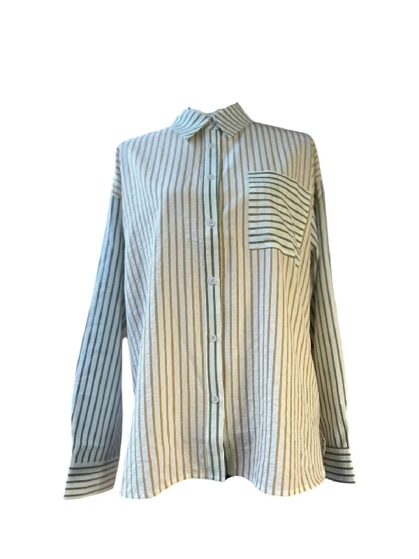 Bryan Stripe Button Down Shirt In Multi Color