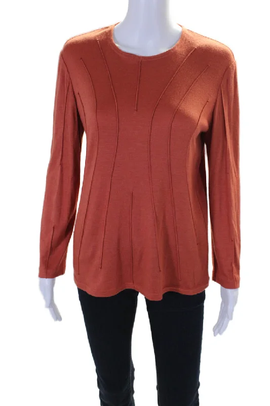 Chado Ralph Rucci Womens Cashmere Darted Long Sleeve Shirt Top Orange