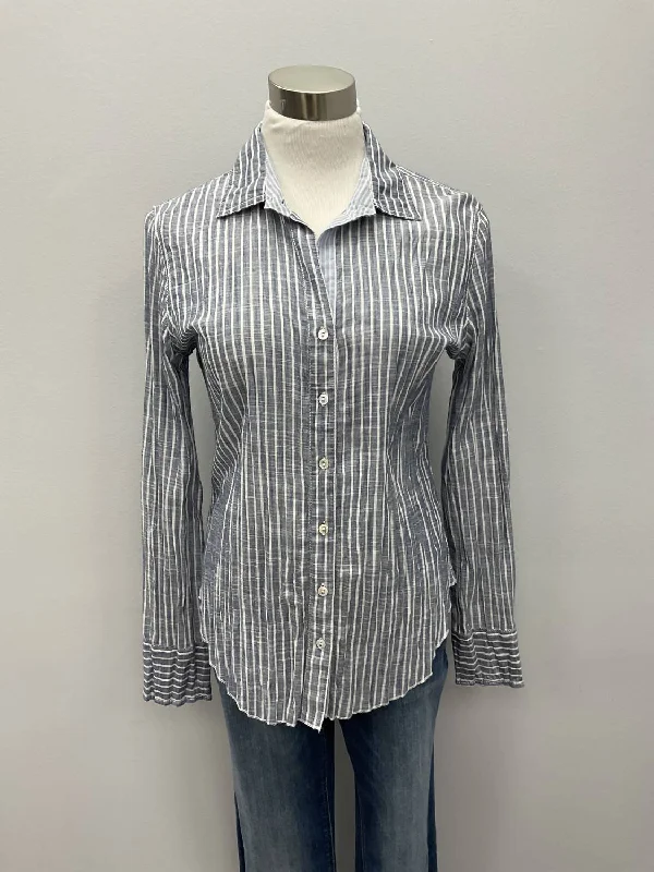 Chambray Stripe Cotton Shirt In Lt Blue Stripe