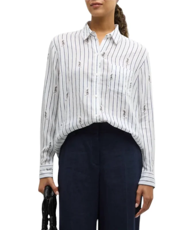 Charli Shirt In Navy Striped Tigers