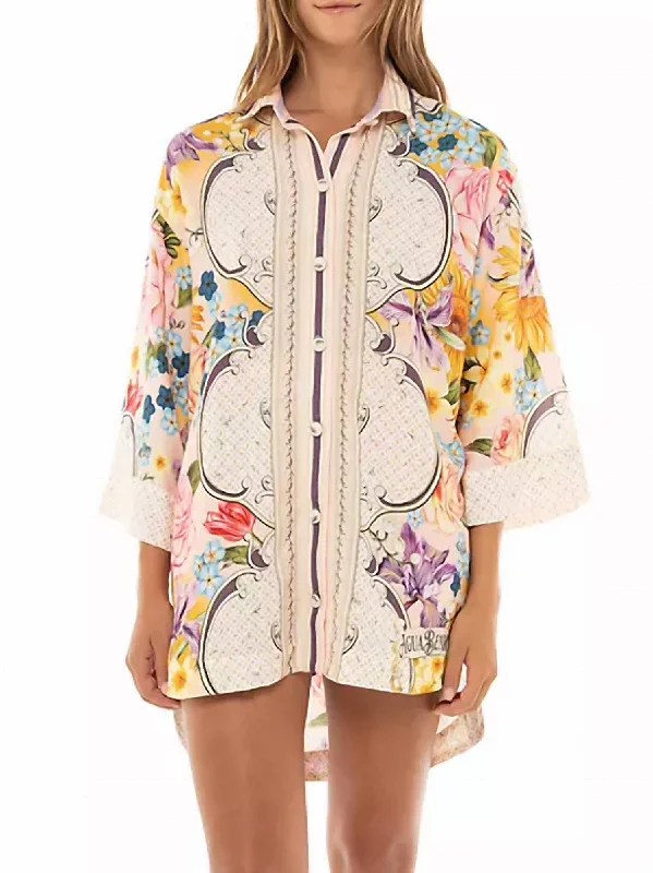 Chrissy Dreamin Shirt In Yellow Multi