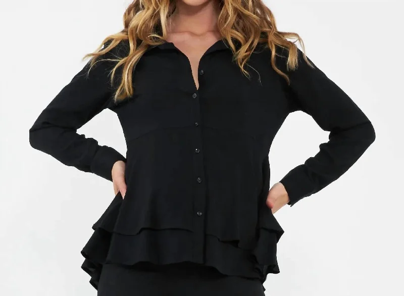 Evelyn Peplum Shirt In Black