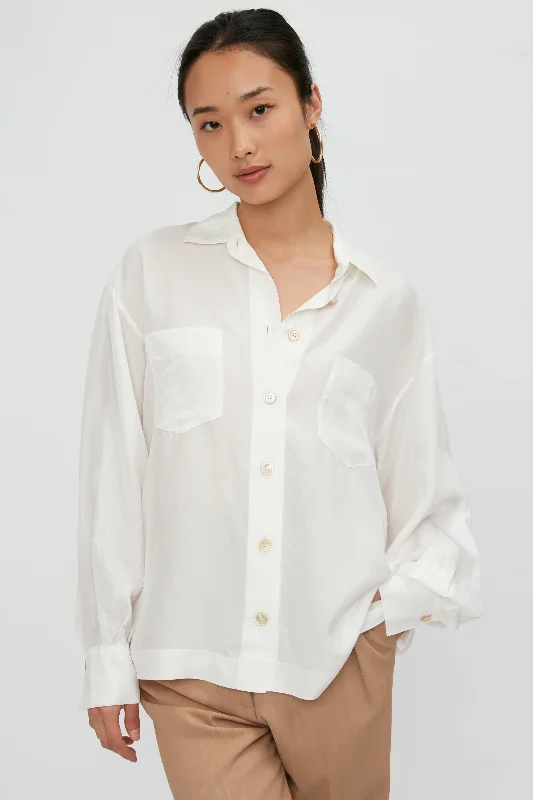 Habotai Silk Shirt in Bianco