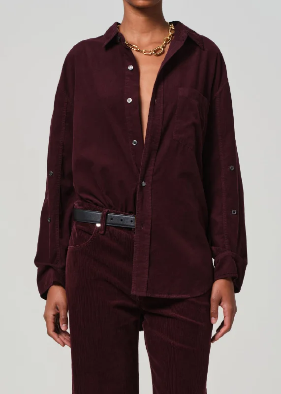 Kayla Shirt Corduroy in Bordeaux