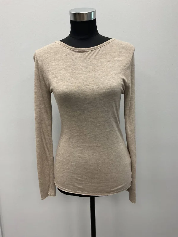 Long Sleeve Shirt With Cashmere In Taupe