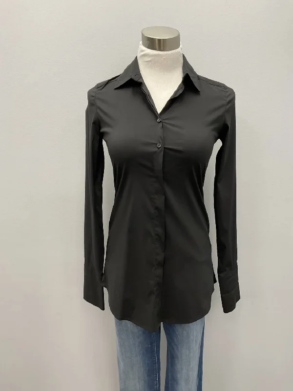 Long Sleeves Cotton Stretch Shirt In Black