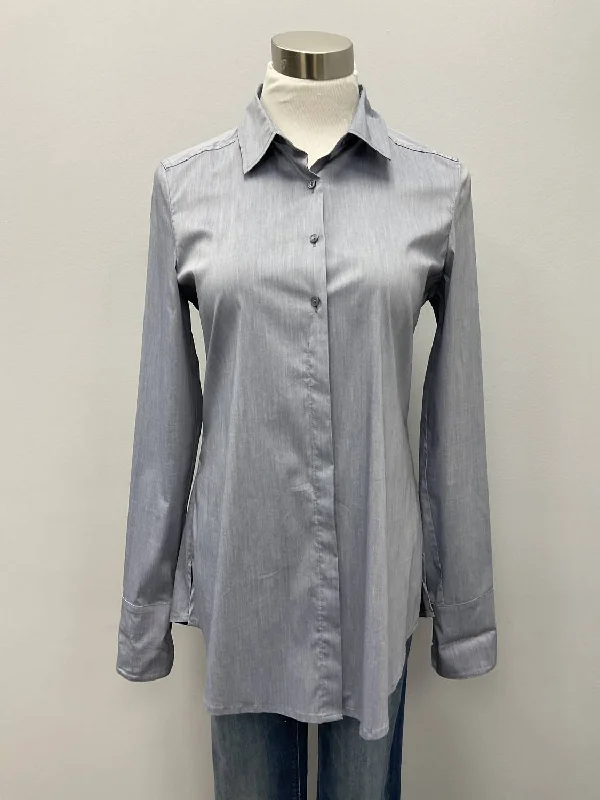 Long Sleeves Savile Cotton Stretch Shirt In Light Blue