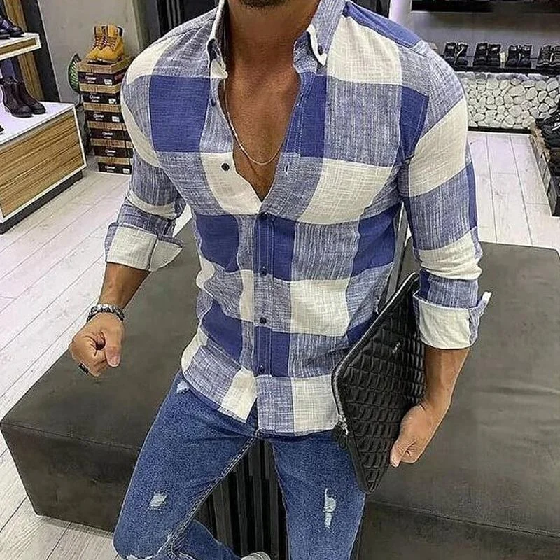 Men's Casual Long Sleeve Slim Shirt