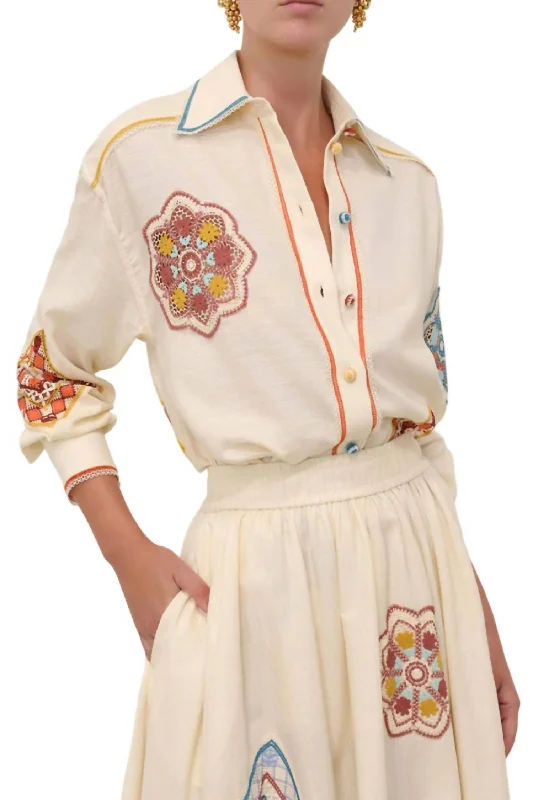 Ottie Doily Shirt In Cream Multi